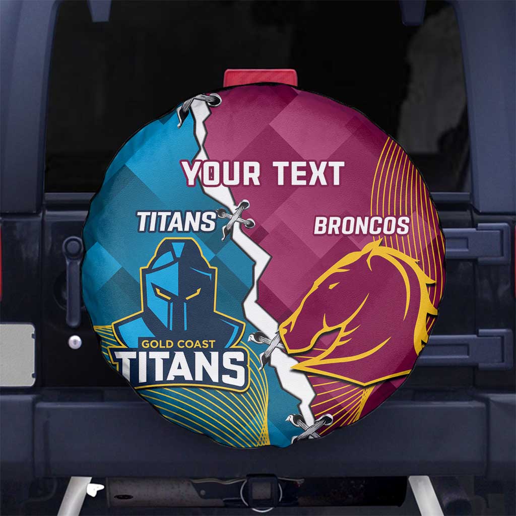 Custom Broncos And Titans Rugby 2024 Spare Tire Cover Dynamic Style