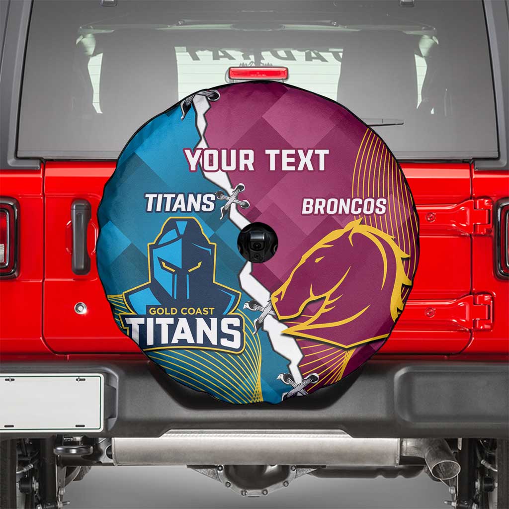 Custom Broncos And Titans Rugby 2024 Spare Tire Cover Dynamic Style