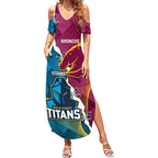 Custom Broncos And Titans Rugby 2024 Summer Maxi Dress Dynamic Style