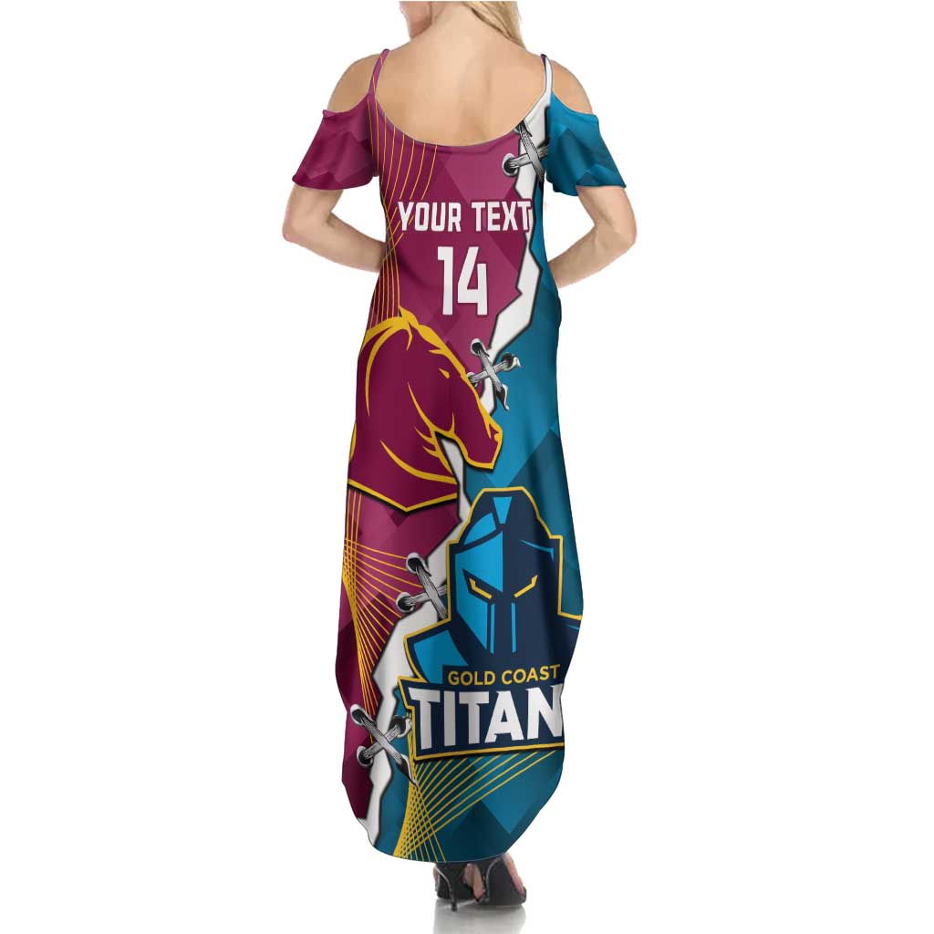 Custom Broncos And Titans Rugby 2024 Summer Maxi Dress Dynamic Style