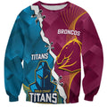 Custom Broncos And Titans Rugby 2024 Sweatshirt Dynamic Style