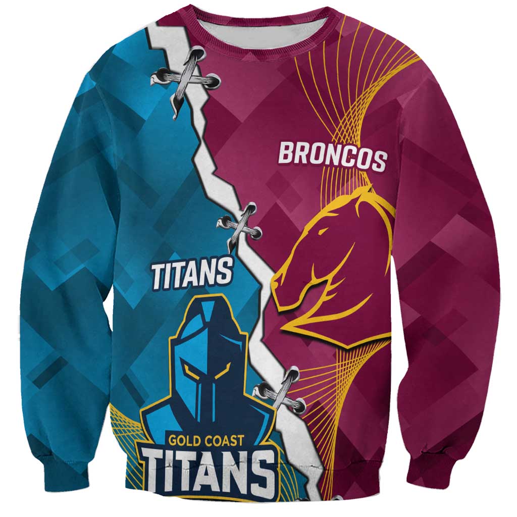 Custom Broncos And Titans Rugby 2024 Sweatshirt Dynamic Style