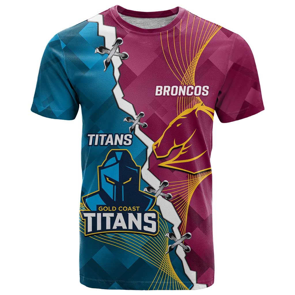 Custom Broncos And Titans Rugby 2024 T Shirt Dynamic Style
