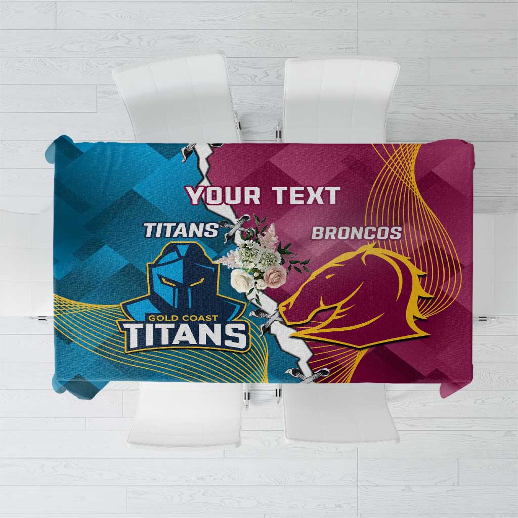 Custom Broncos And Titans Rugby 2024 Tablecloth Dynamic Style