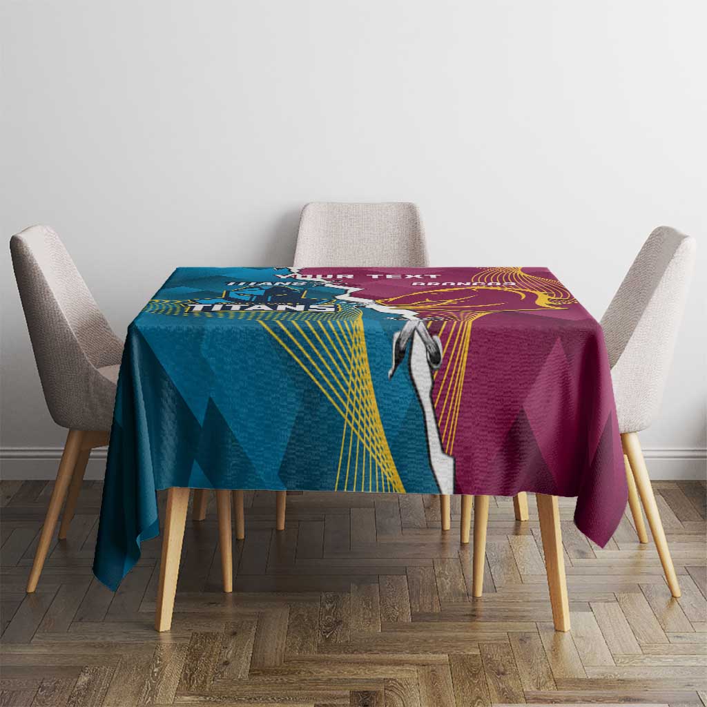Custom Broncos And Titans Rugby 2024 Tablecloth Dynamic Style