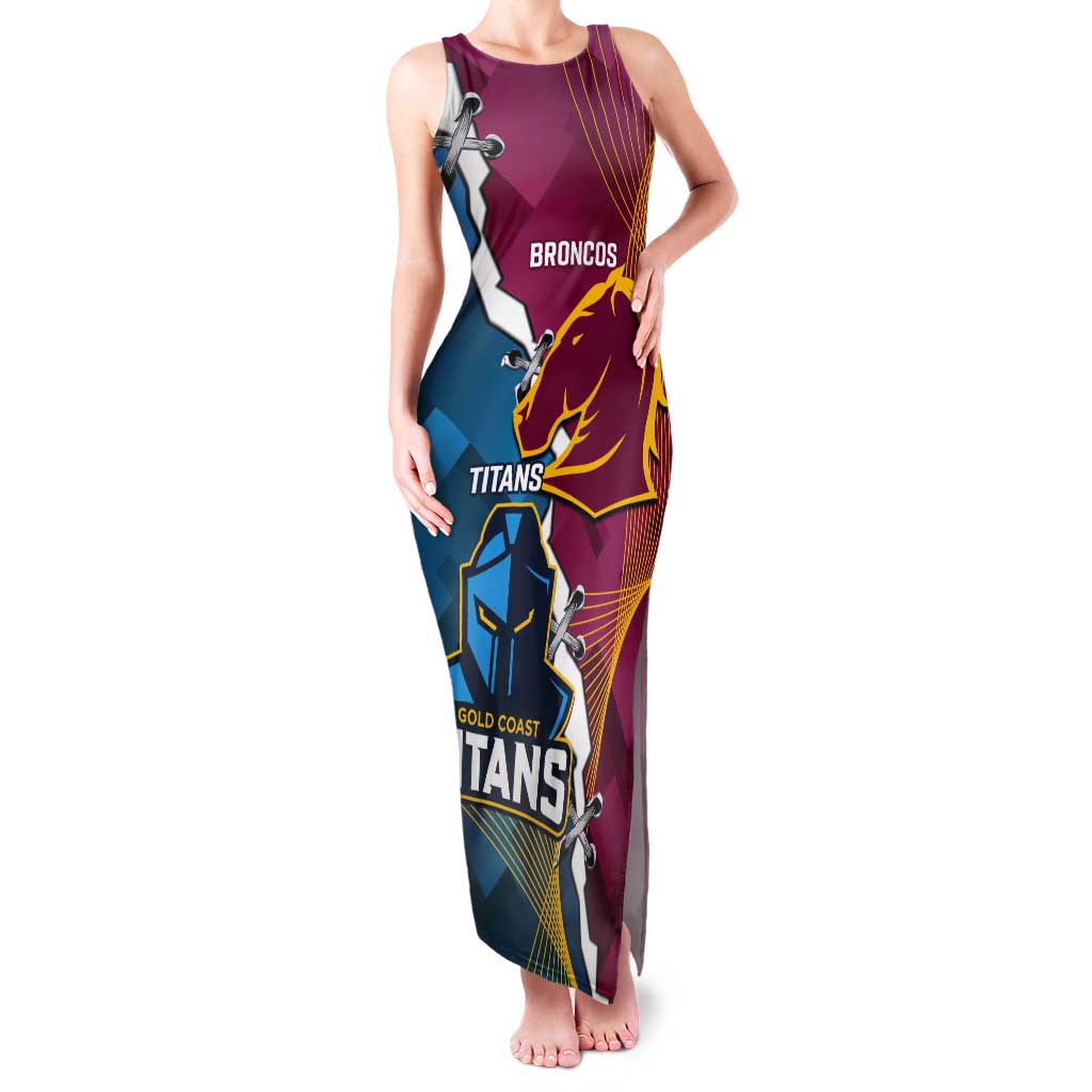 Custom Broncos And Titans Rugby 2024 Tank Maxi Dress Dynamic Style
