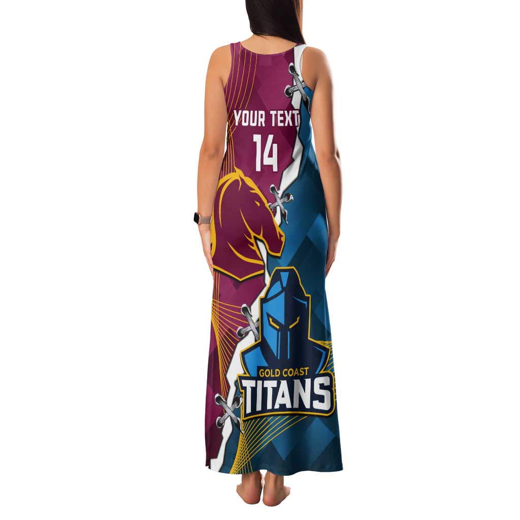 Custom Broncos And Titans Rugby 2024 Tank Maxi Dress Dynamic Style