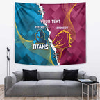 Custom Broncos And Titans Rugby 2024 Tapestry Dynamic Style