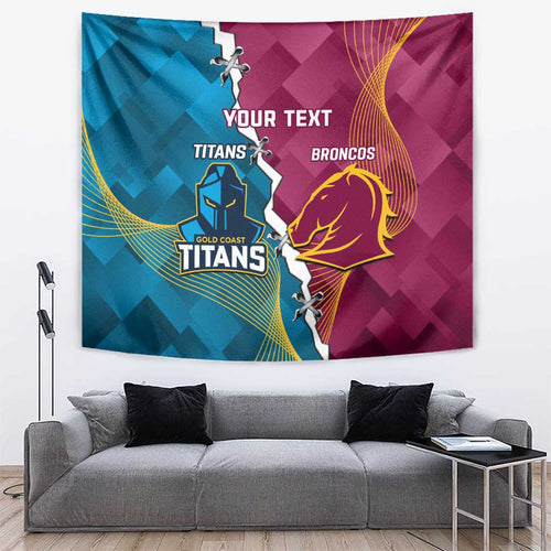 Custom Broncos And Titans Rugby 2024 Tapestry Dynamic Style