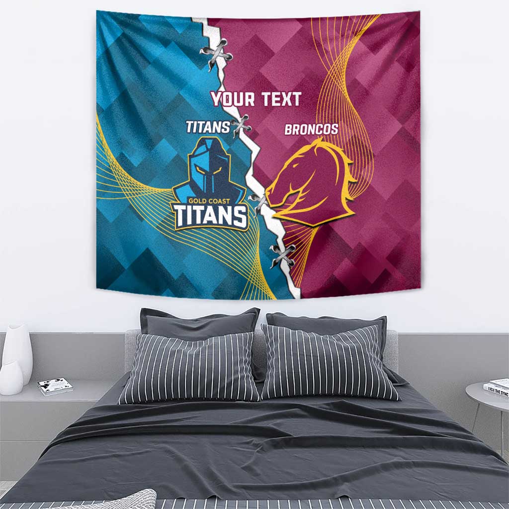 Custom Broncos And Titans Rugby 2024 Tapestry Dynamic Style