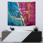 Custom Broncos And Titans Rugby 2024 Tapestry Dynamic Style
