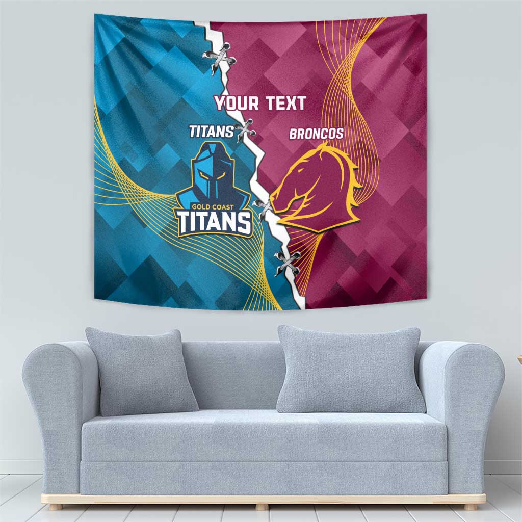 Custom Broncos And Titans Rugby 2024 Tapestry Dynamic Style