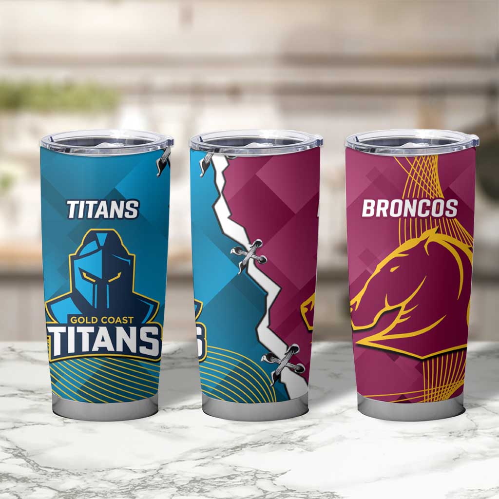 Broncos And Titans Rugby 2024 Tumbler Cup Dynamic Style