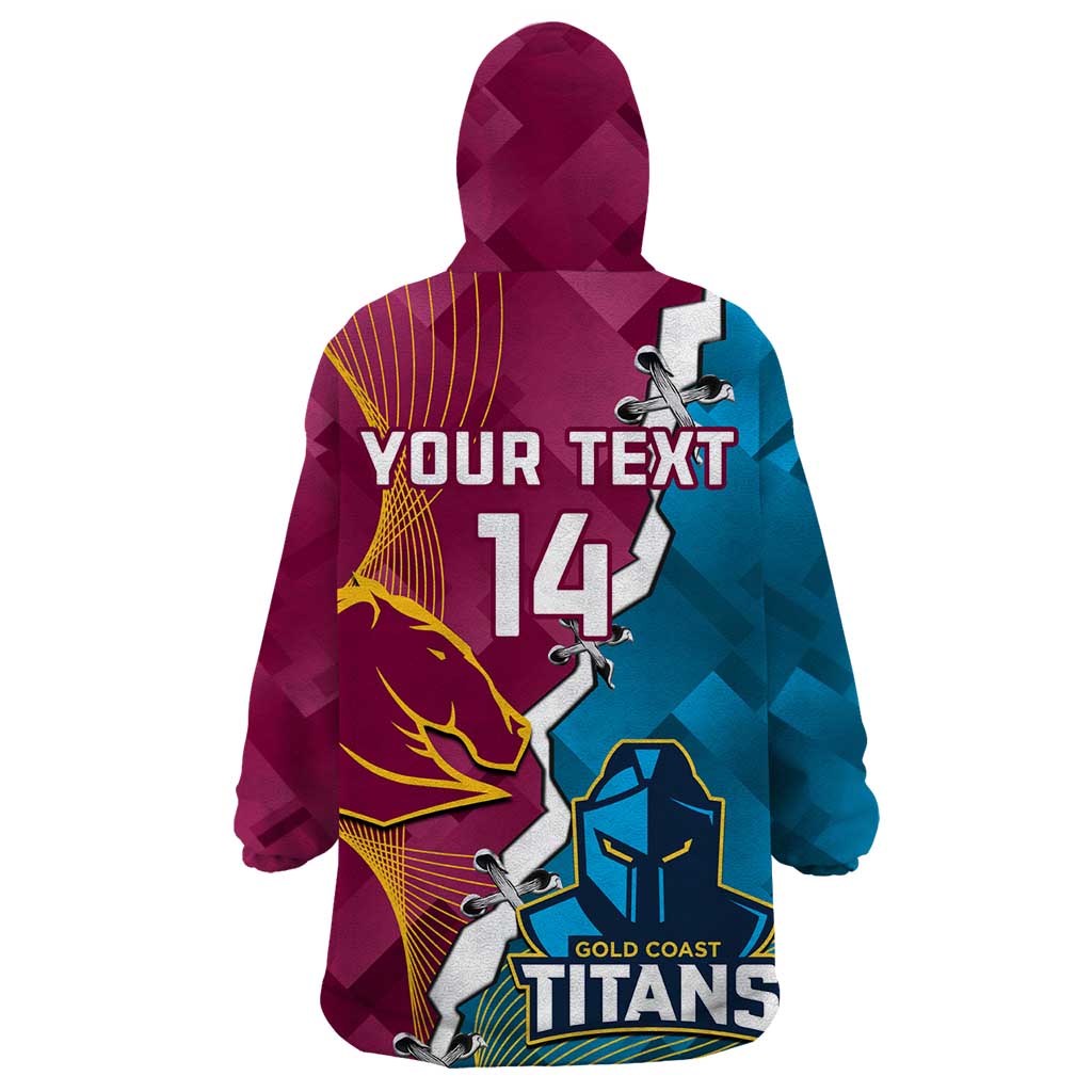 Custom Broncos And Titans Rugby 2024 Wearable Blanket Hoodie Dynamic Style