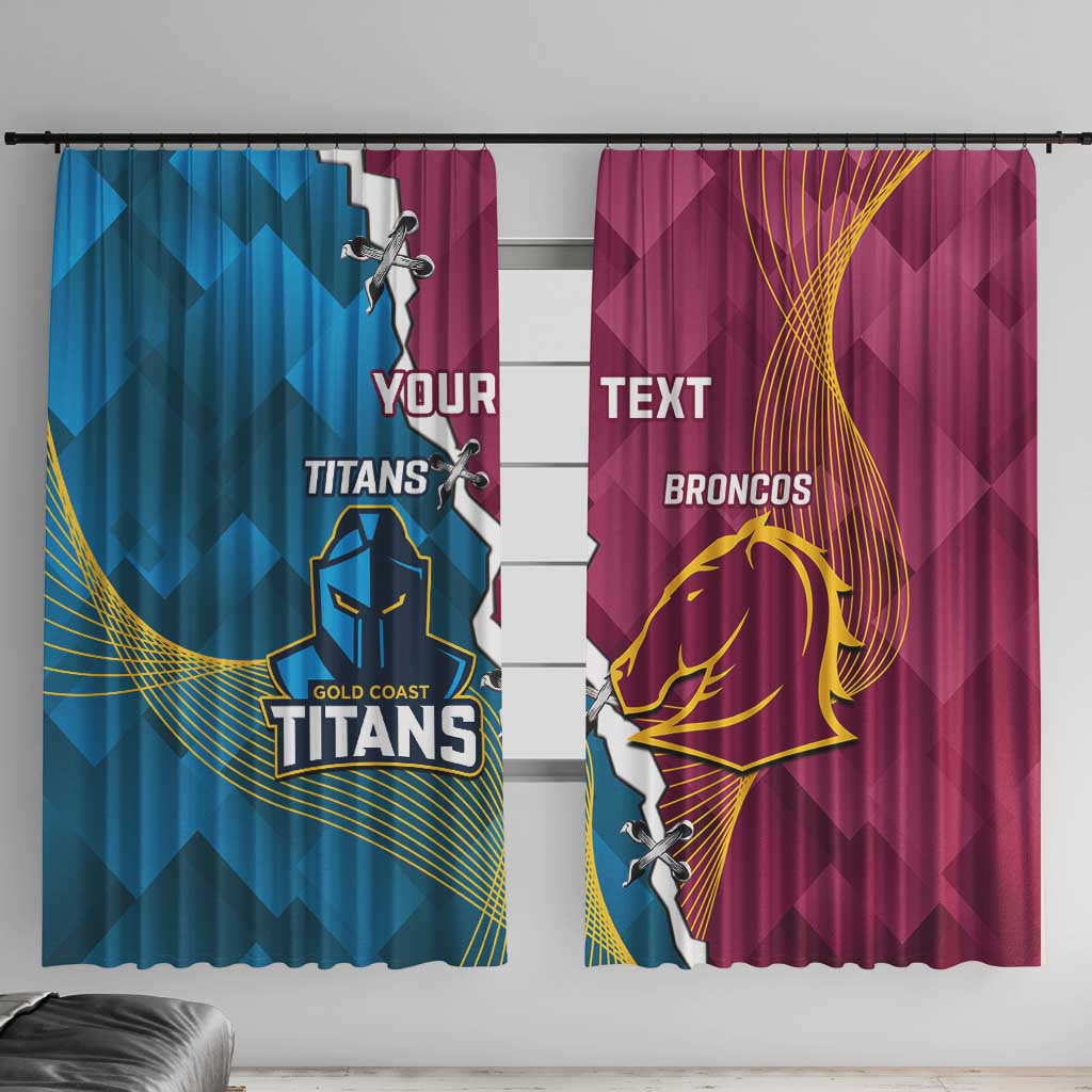 Custom Broncos And Titans Rugby 2024 Window Curtain Dynamic Style