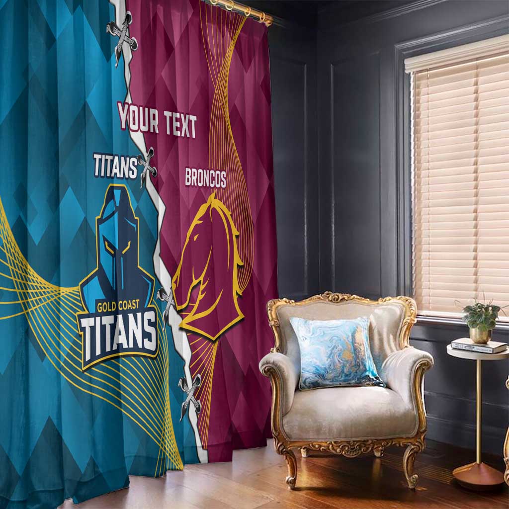 Custom Broncos And Titans Rugby 2024 Window Curtain Dynamic Style