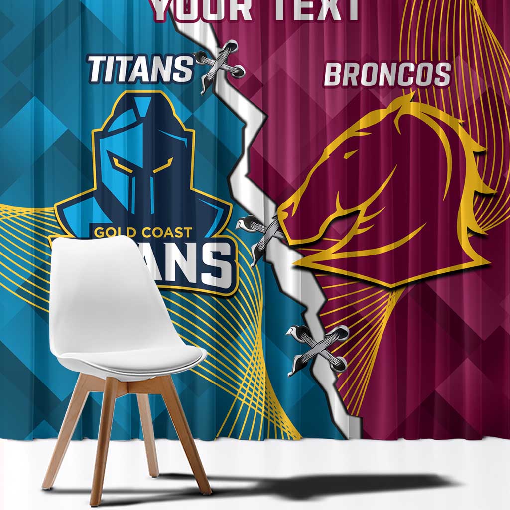 Custom Broncos And Titans Rugby 2024 Window Curtain Dynamic Style