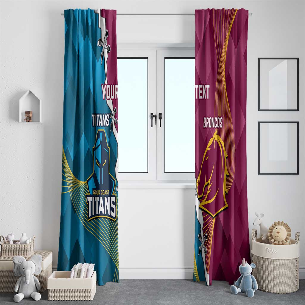 Custom Broncos And Titans Rugby 2024 Window Curtain Dynamic Style