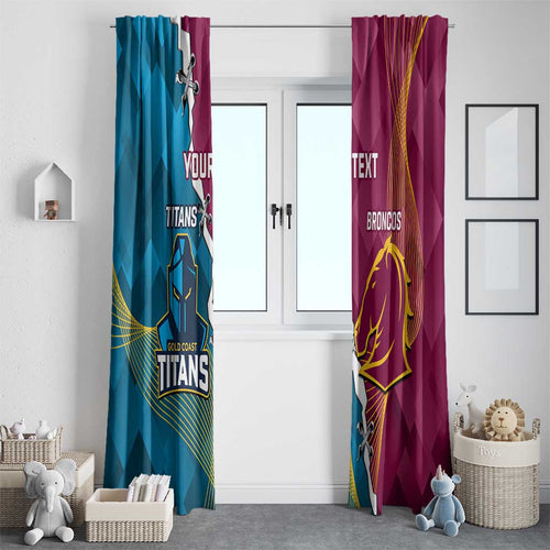 Custom Broncos And Titans Rugby 2024 Window Curtain Dynamic Style