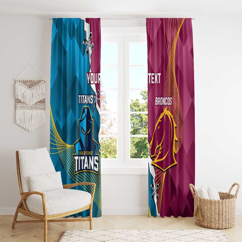 Custom Broncos And Titans Rugby 2024 Window Curtain Dynamic Style