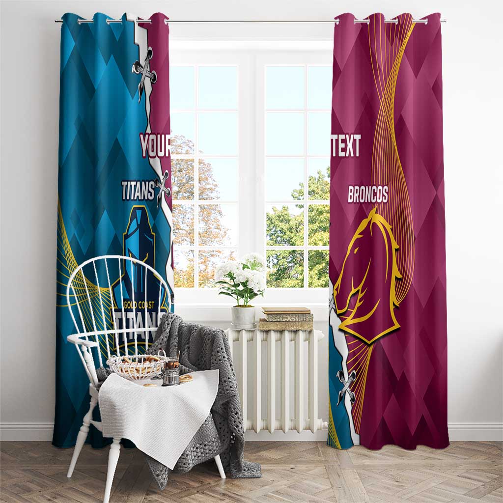 Custom Broncos And Titans Rugby 2024 Window Curtain Dynamic Style