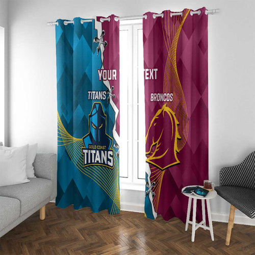 Custom Broncos And Titans Rugby 2024 Window Curtain Dynamic Style
