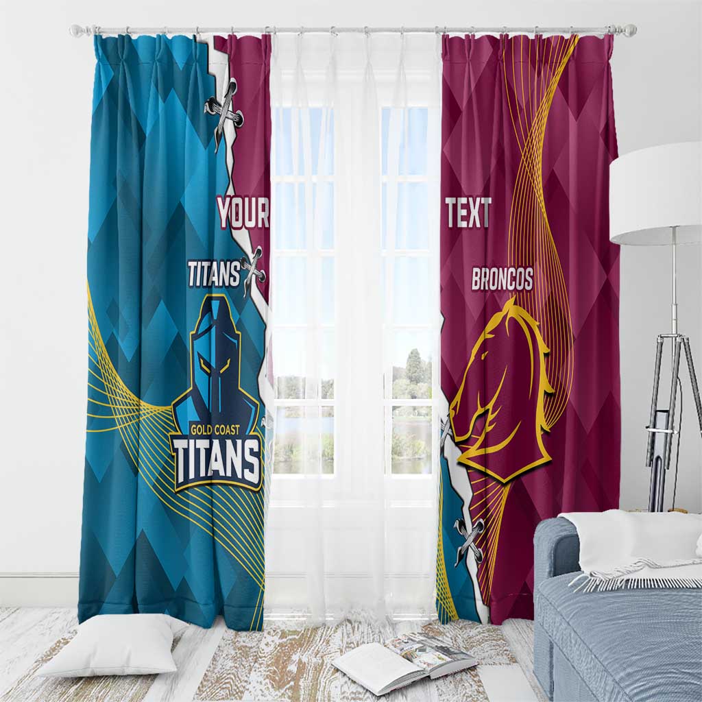 Custom Broncos And Titans Rugby 2024 Window Curtain Dynamic Style