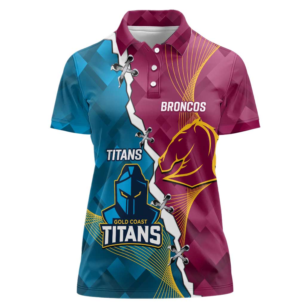 Custom Broncos And Titans Rugby 2024 Women Polo Shirt Dynamic Style