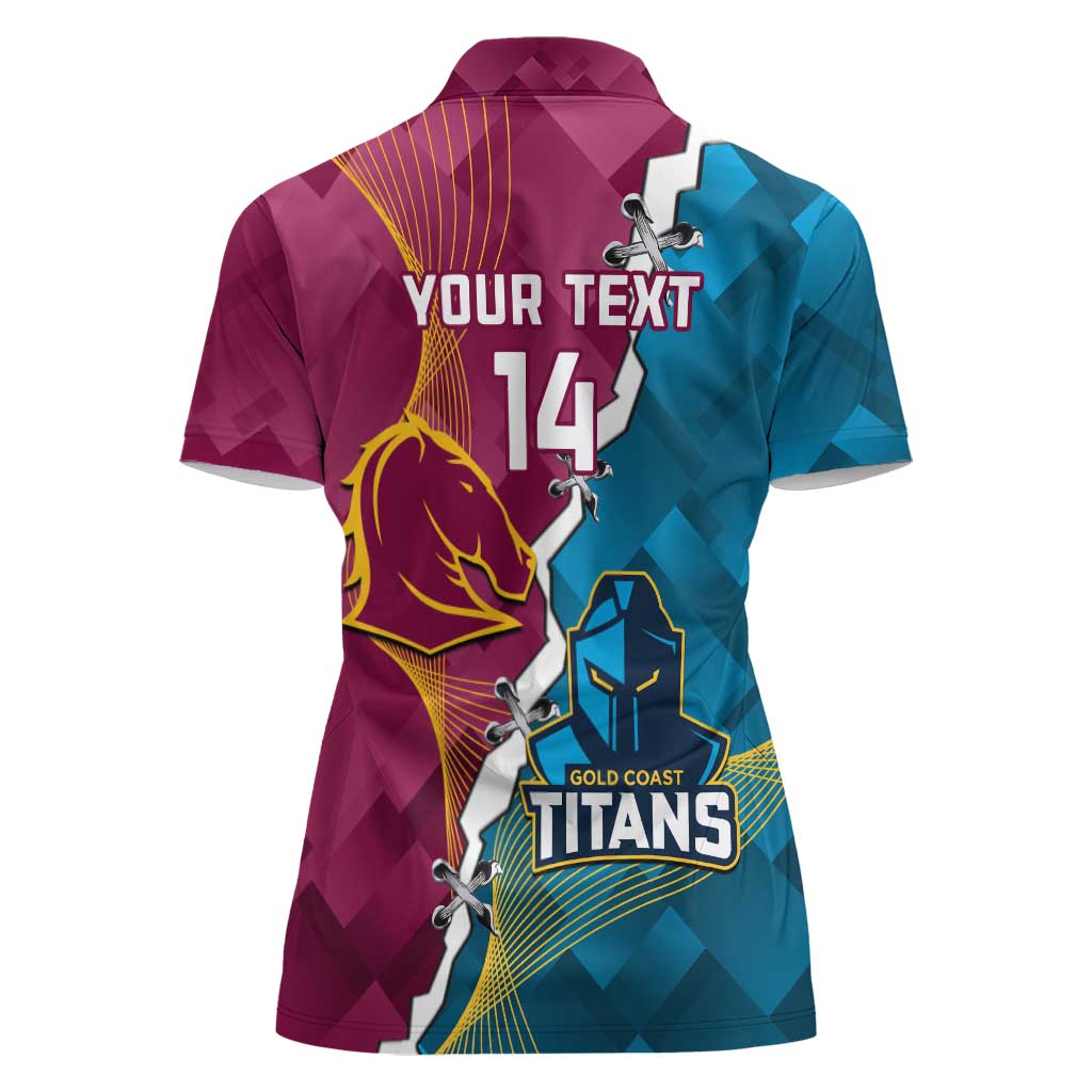 Custom Broncos And Titans Rugby 2024 Women Polo Shirt Dynamic Style