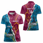 Custom Broncos And Titans Rugby 2024 Women Polo Shirt Dynamic Style