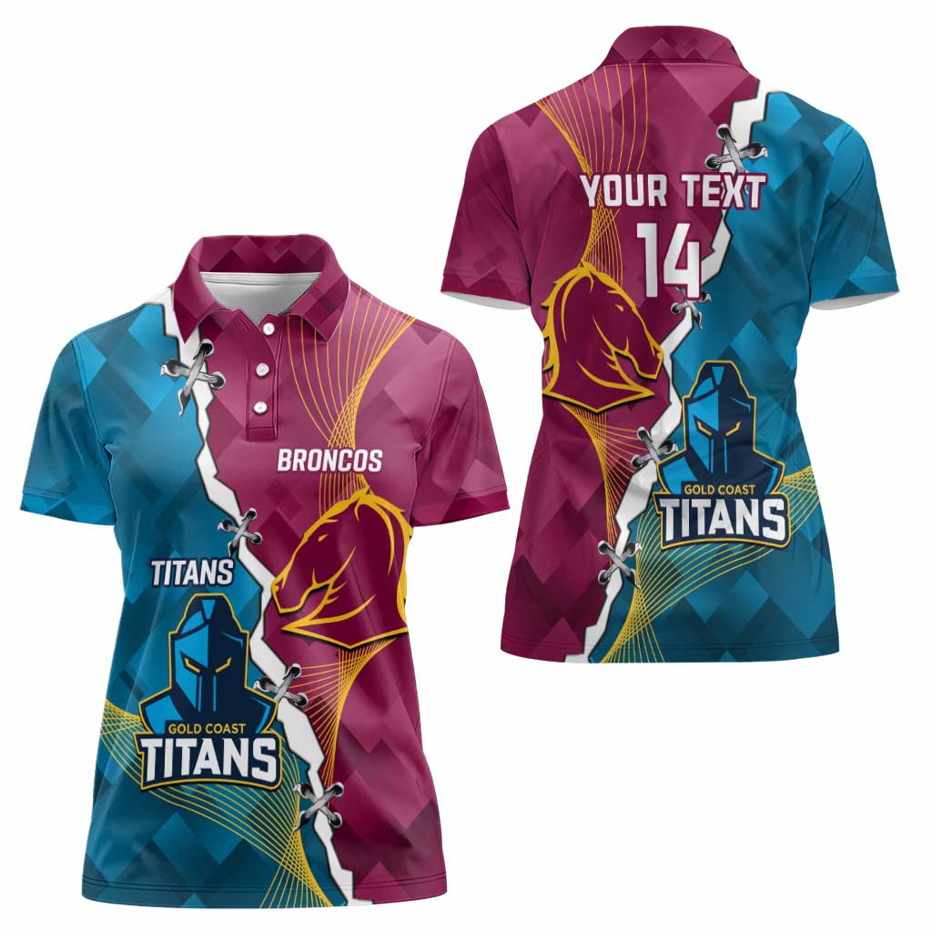 Custom Broncos And Titans Rugby 2024 Women Polo Shirt Dynamic Style