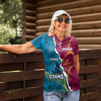 Custom Broncos And Titans Rugby 2024 Women Polo Shirt Dynamic Style