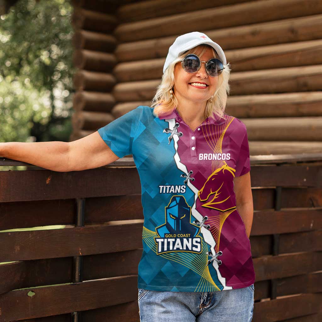 Custom Broncos And Titans Rugby 2024 Women Polo Shirt Dynamic Style