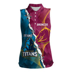 Custom Broncos And Titans Rugby 2024 Women Sleeveless Polo Shirt Dynamic Style