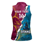 Custom Broncos And Titans Rugby 2024 Women Sleeveless Polo Shirt Dynamic Style