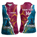 Custom Broncos And Titans Rugby 2024 Women Sleeveless Polo Shirt Dynamic Style