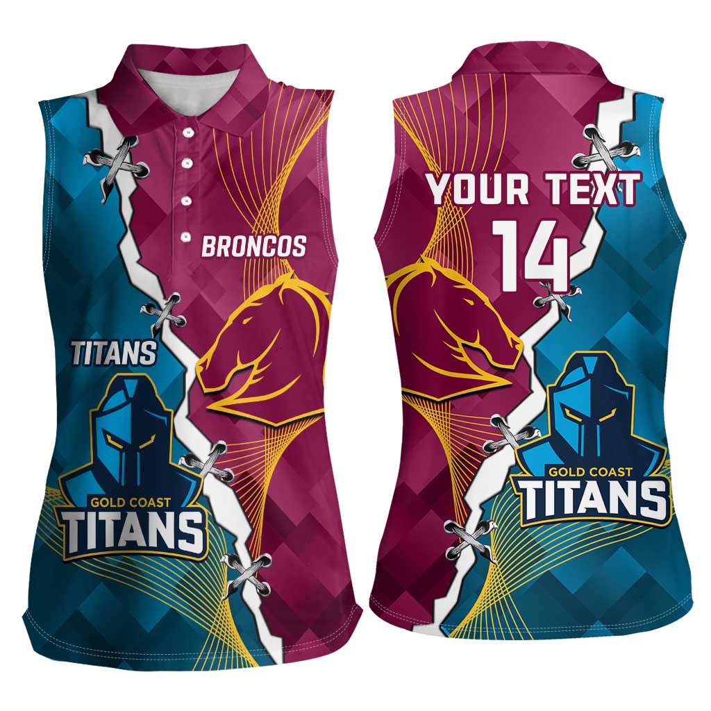 Custom Broncos And Titans Rugby 2024 Women Sleeveless Polo Shirt Dynamic Style