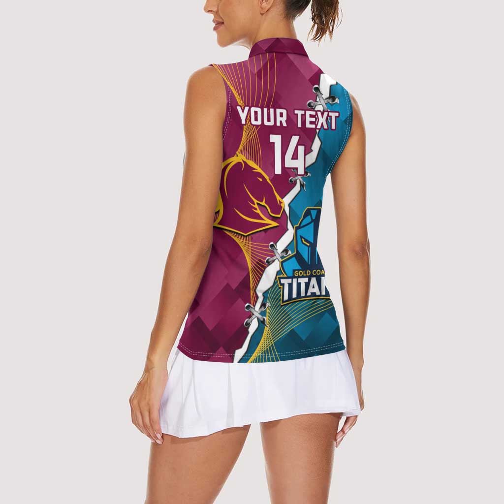 Custom Broncos And Titans Rugby 2024 Women Sleeveless Polo Shirt Dynamic Style