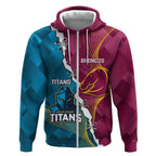 Custom Broncos And Titans Rugby 2024 Zip Hoodie Dynamic Style