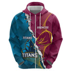 Custom Broncos And Titans Rugby 2024 Zip Hoodie Dynamic Style