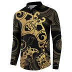 Black And Gold Aotearoa Whai Button Sweatshirt NZ Stingrays Maori Curves Style