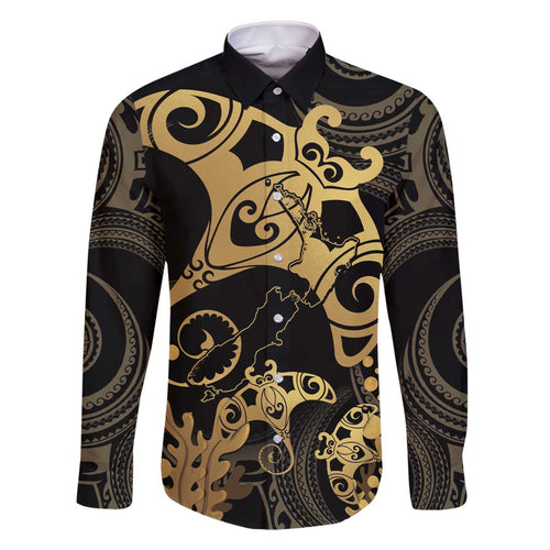 Black And Gold Aotearoa Whai Family Matching Off Shoulder Short Dress and Hawaiian Shirt NZ Stingrays Maori Curves Style