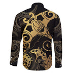 Black And Gold Aotearoa Whai Family Matching Tank Maxi Dress and Hawaiian Shirt NZ Stingrays Maori Curves Style