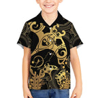 Black And Gold Aotearoa Whai Hawaiian Shirt NZ Stingrays Maori Curves Style