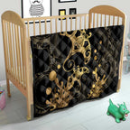 Black And Gold Aotearoa Whai Quilt NZ Stingrays Maori Curves Style