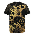 Black And Gold Aotearoa Whai Rugby Jersey NZ Stingrays Maori Curves Style