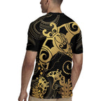 Black And Gold Aotearoa Whai Rugby Jersey NZ Stingrays Maori Curves Style