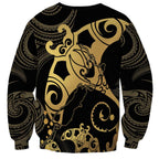 Black And Gold Aotearoa Whai Sweatshirt NZ Stingrays Maori Curves Style