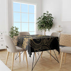 Black And Gold Aotearoa Whai Tablecloth NZ Stingrays Maori Curves Style