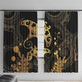 Black And Gold Aotearoa Whai Window Curtain NZ Stingrays Maori Curves Style